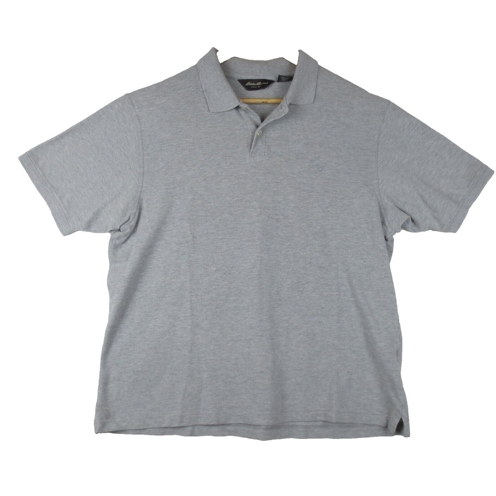Eddie Bauer Polo Shirt Mens Large Gray Short Sleeve Casual Golf Outdoor Preppy